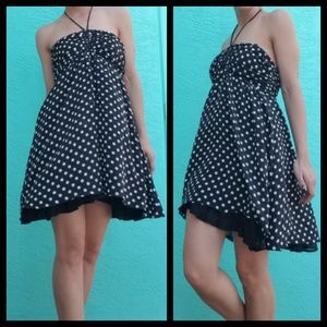 Black & White Polka Dot Halter Dress NWOT
